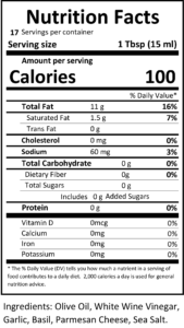 parmesan dipping nutritional facts