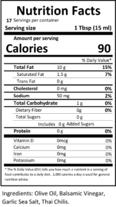 spicy chili dipping sauce nutritional facts
