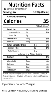 traditional balsamic nutritional facts