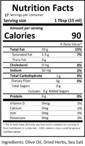 tuscan herb dipping sauce nutritional facts