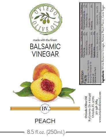 oviedo olive oil vinegars, white vinegar, peach infused balsamic white vinegar,