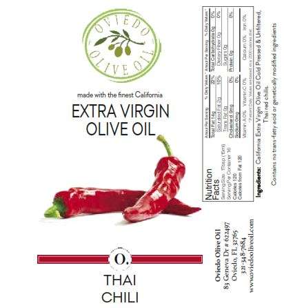 thai chili olive oil, infused olive oil, oviedo olive oil