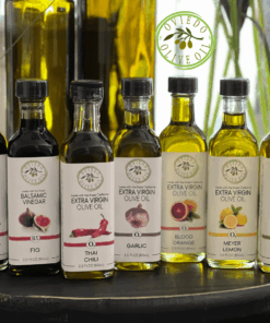 make your own sampler set, sampler set, thai chili, blood orange, meyer lemon, basil olive oil, cranberry dark balsamic vinegar, fig balsamic, garlic olive oil, dark raspberry balsamic