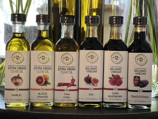 Oviedo Sampler Pack, oviedo gift sets, thai chili, garlic, blood orange, fig balsamic, dark raspberry balsamic, traditional balsamic