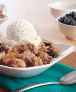 fruit cobbler, peach cobbler, cherry cobbler, balsamic vinegar roasted