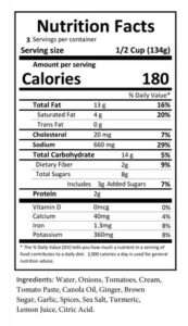 butter chicken sauce nutrition